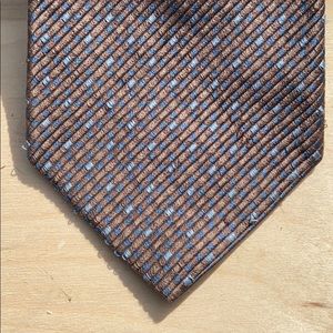 Geoffrey Beene Brown and Blue Diamond Silk Tie